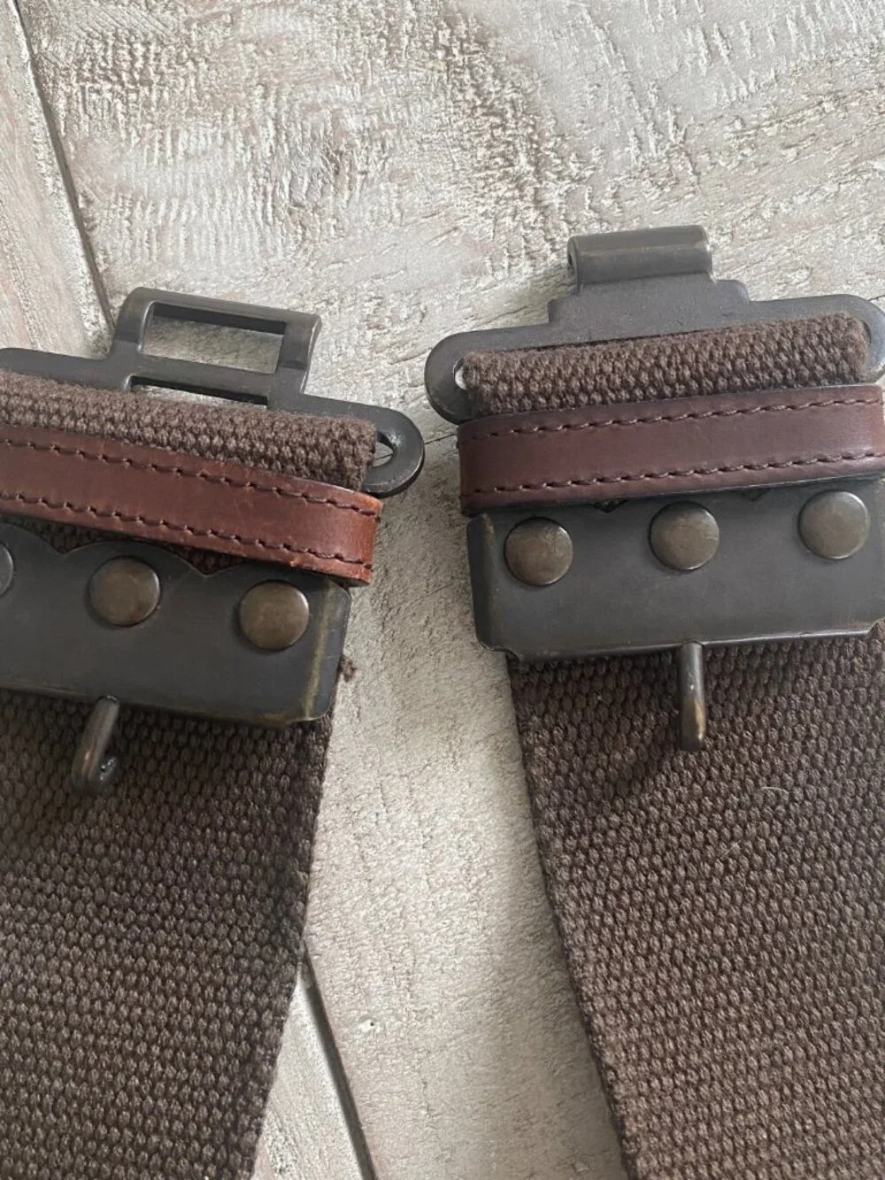 Vintage Military Style Brown Canvas Web Waist Belt